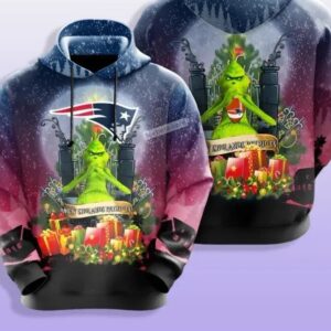 BG Funny Character Christmas New England Patriots 3D Hoodie, NFL Hoodie