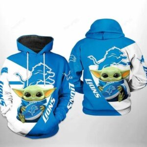 Baby Yoda Hug Ball Logo Detroit Lions 3D Hoodie, NFL Hoodie