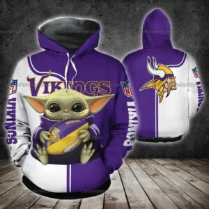 Baby Yoda Hug Minnesota Vikings 3D Hoodie, NFL Hoodie