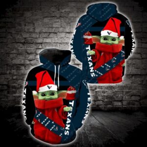Baby Yoda Wearing Clothes Christmas Houston Texans 3D Hoodie, NFL Hoodie