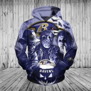 Baltimore Ravens Halloween Horror Night 3D Hoodie, NFL Hoodie