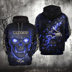 Baltimore Ravens Lava Skull 3D Hoodie, NFL Hoodie