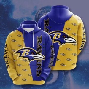 Baltimore Ravens Logo Many Logo 3D Hoodie, NFL Hoodie