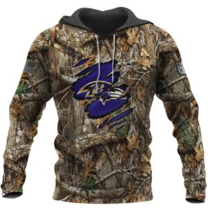 Baltimore Ravens Realtree Hunting Camo 3D Hoodie, NFL Hoodie