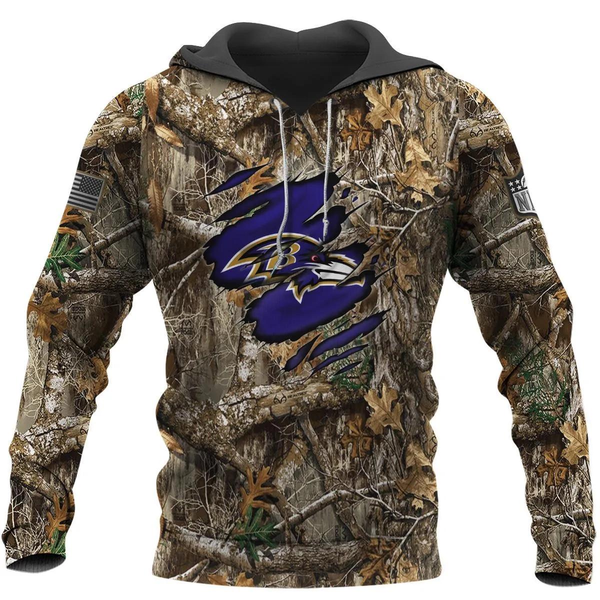 Baltimore Ravens Realtree Hunting Camo 3D Hoodie, NFL Hoodie Baltimore Ravens Realtree Hunting Camo 3D Hoodie, NFL Hoodie