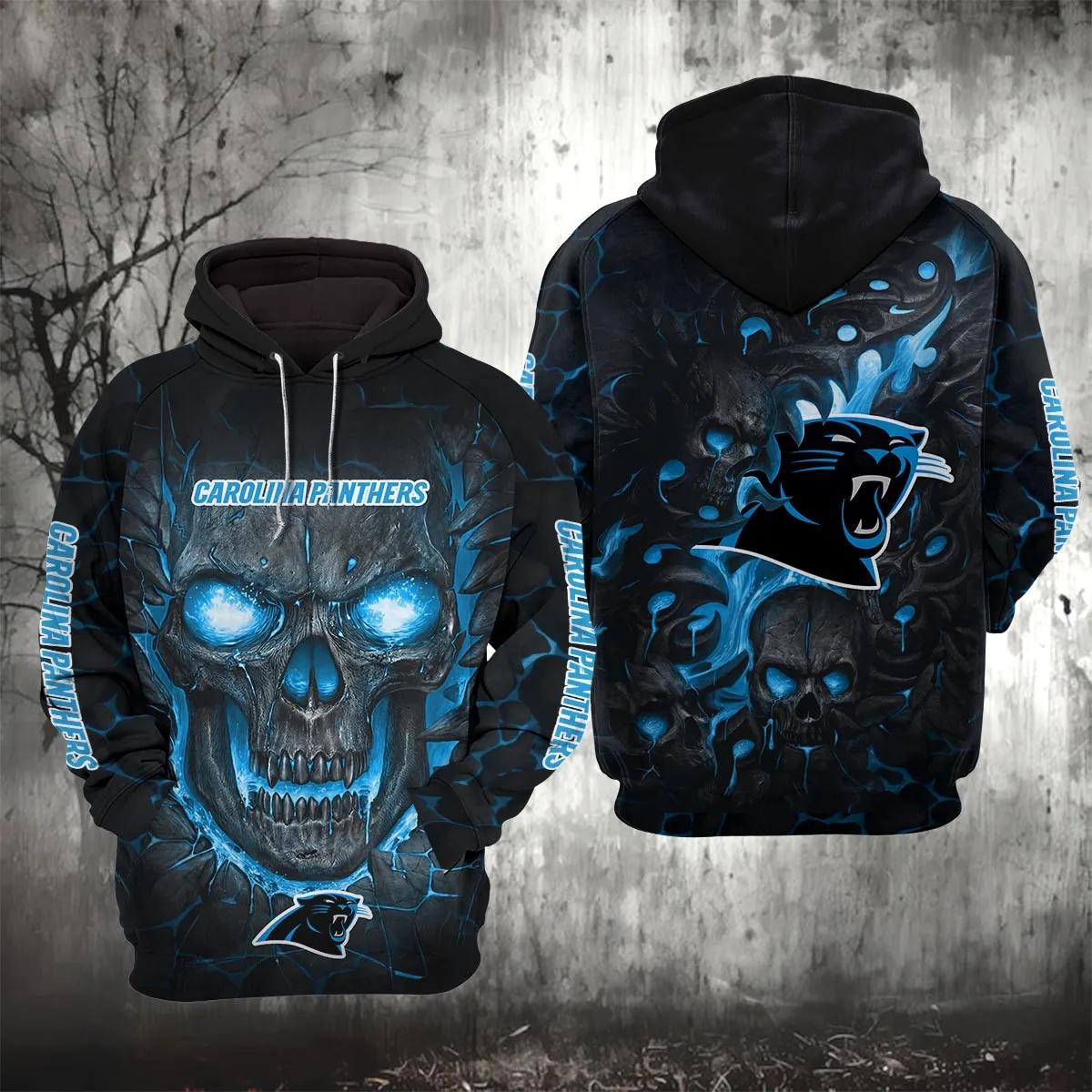 Carolina Panthers Lava Skull 3D Hoodie, NFL Hoodie Carolina Panthers Lava Skull 3D Hoodie, NFL Hoodie