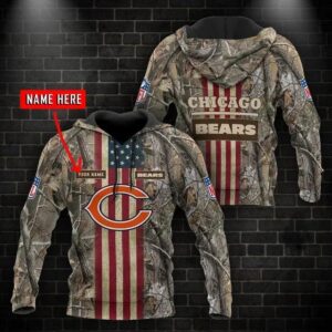 Chicago Bears American Flag Personalized Hoodie, NFL Hoodie