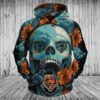 Chicago Bears Skull Flower 3D Hoodie, NFL Hoodie