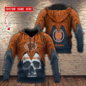 Chicago Bears Skull Personalized Hoodie, NFL Hoodie