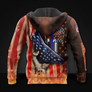 Chicago Bears Skull American Flag All Over Print Hoodie, NFL Hoodie