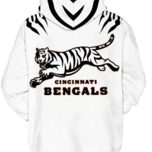 Cincinnati Bengals 3D White Hoodie, NFL Hoodie