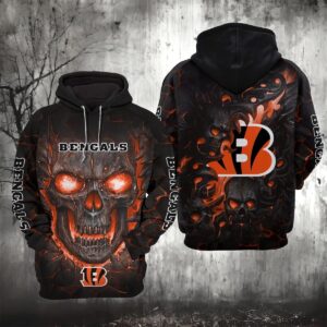 Cincinnati Bengals Lava Skull 3D Hoodie, NFL Hoodie