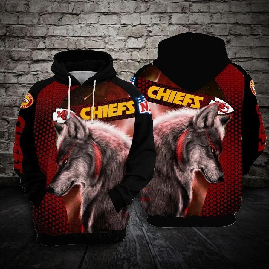 Kansas City Chiefs Wolf 3D Hoodie, NFL Hoodie Kansas City Chiefs Wolf 3D Hoodie, NFL Hoodie
