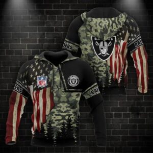 Las Vegas Raiders American Flag Camo 3D Hoodie, NFL Hoodie