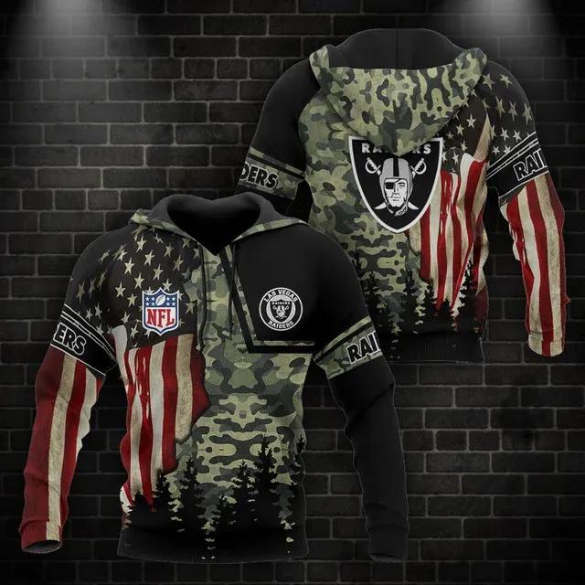 Las Vegas Raiders American Flag Camo 3D Hoodie, NFL Hoodie Las Vegas Raiders American Flag Camo 3D Hoodie, NFL Hoodie
