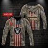 Las Vegas Raiders American Flag Camo Personalized 3D Hoodie, NFL Hoodie