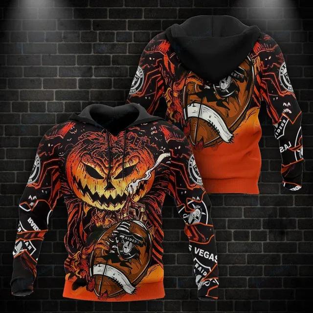 Las Vegas Raiders Halloween Pumpkin 3D Hoodie, NFL Hoodie Las Vegas Raiders Halloween Pumpkin 3D Hoodie, NFL Hoodie