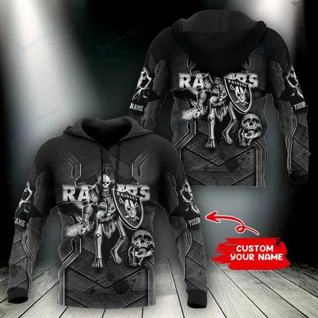 Las Vegas Raiders Warrior Skeleton Personalized 3D Hoodie, NFL Hoodie Las Vegas Raiders Warrior Skeleton Personalized 3D Hoodie, NFL Hoodie