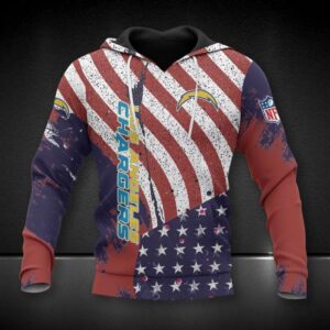 Los Angeles Chargers American Flag All Over Print Hoodie, NFL Hoodie
