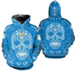 Los Angeles Chargers Bandana Skull 3D Hoodie, NFL Hoodie