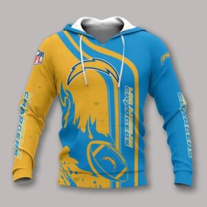 Los Angeles Chargers Fire Ball All Over Print Hoodie, NFL Hoodie