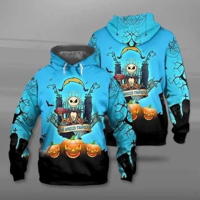 Los Angeles Chargers Jack Skellington Halloween 3D Hoodie, NFL Hoodie Los Angeles Chargers Jack Skellington Halloween 3D Hoodie, NFL Hoodie