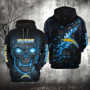 Los Angeles Chargers Lava Skull 3D Hoodie, NFL Hoodie