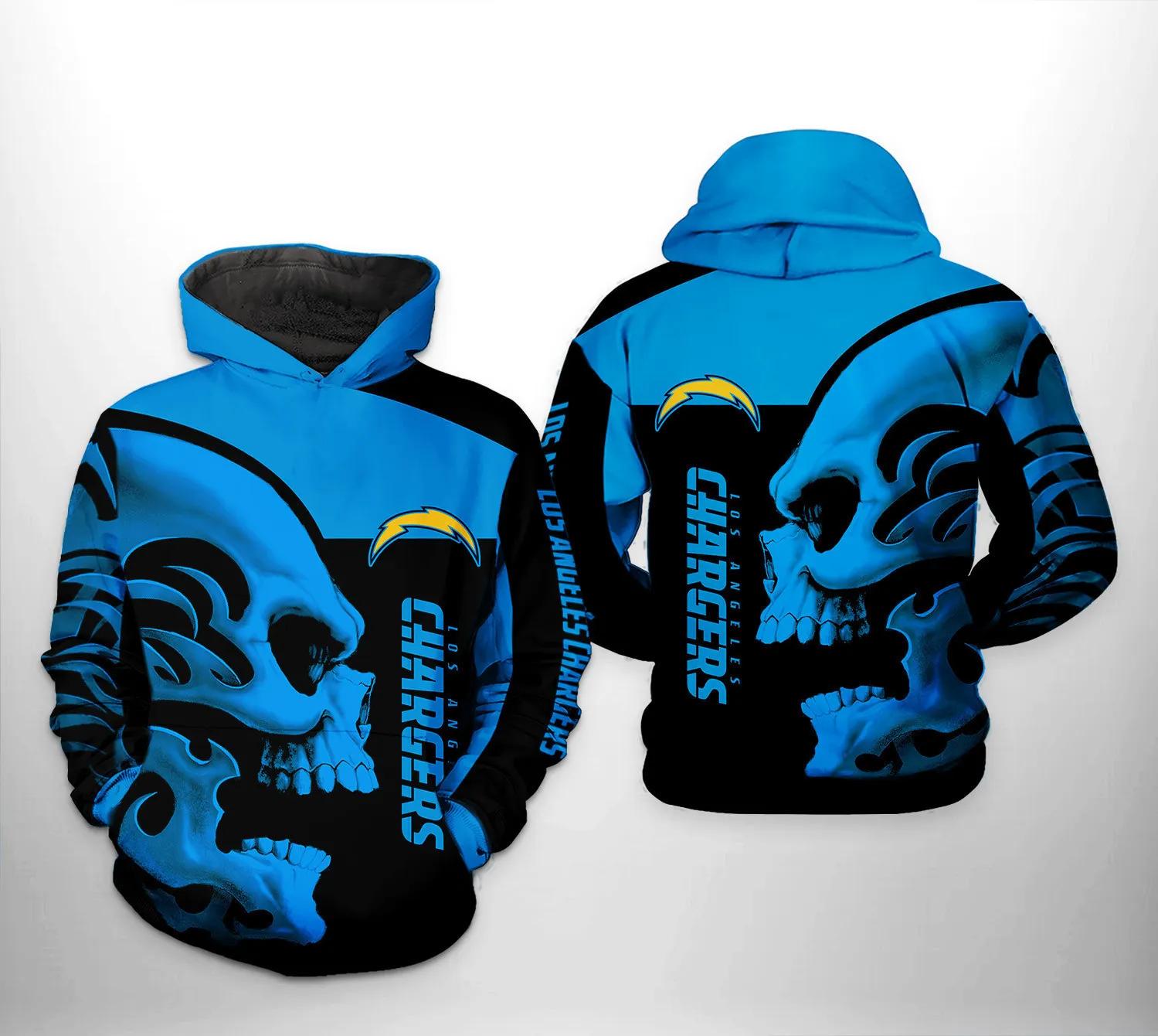 Los Angeles Chargers NFL Skull Hoodie, NFL Hoodie Los Angeles Chargers NFL Skull Hoodie, NFL Hoodie