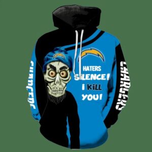 Los Angeles Chargers Skull Haters Silence I Kill You  3D Hoodie, NFL Hoodie