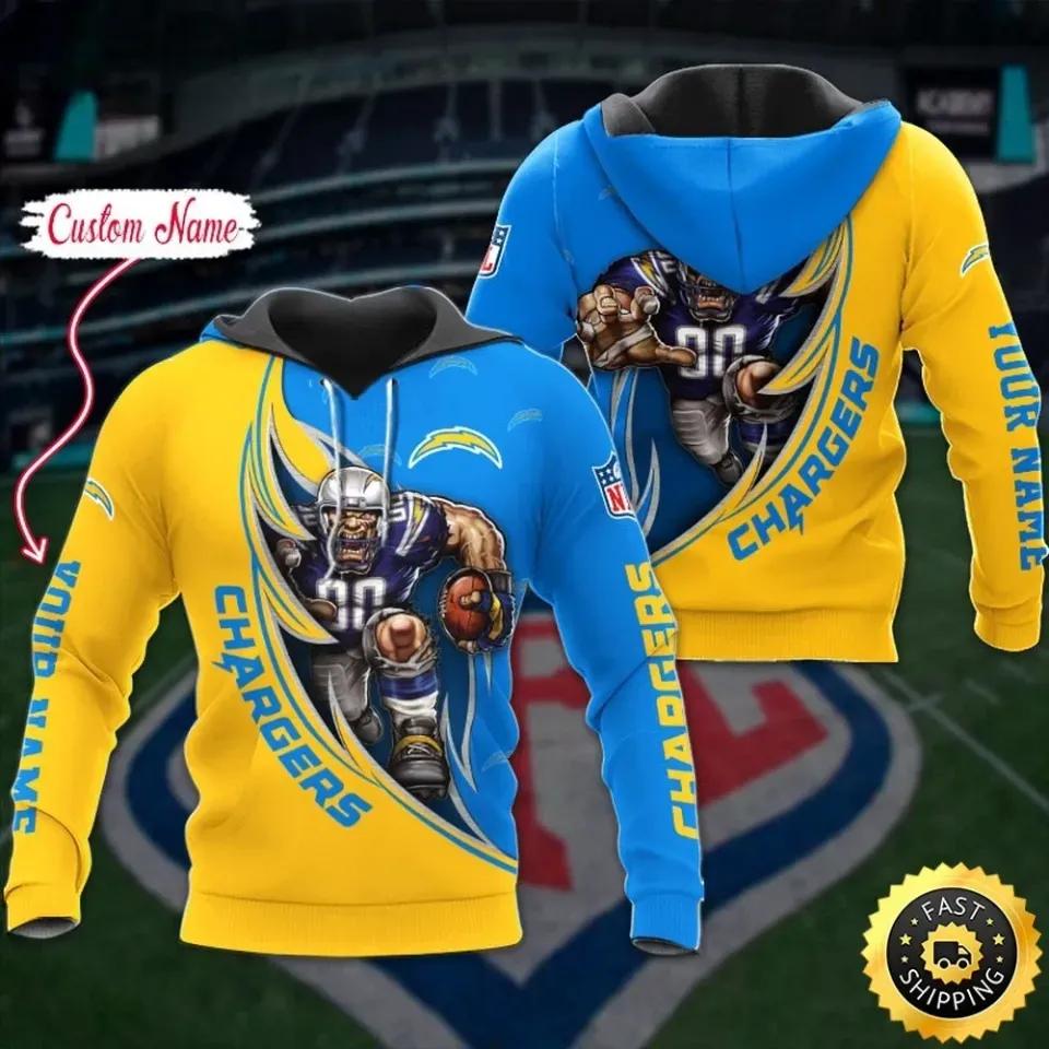 Los Angeles Football Team Chargerss Custom Name 3D Hoodie, NFL Hoodie Los Angeles Football Team Chargerss Custom Name 3D Hoodie, NFL Hoodie