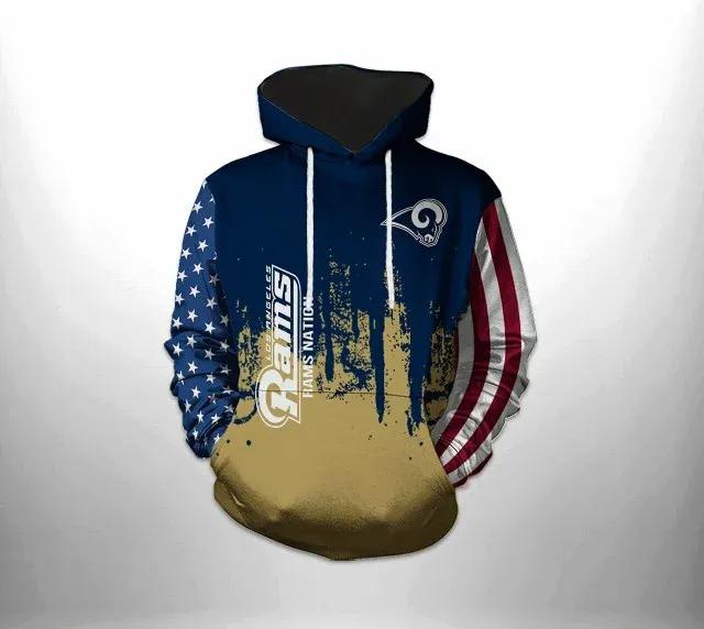 Los Angeles Rams American Flag 3D Hoodie, NFL Hoodie Los Angeles Rams American Flag 3D Hoodie, NFL Hoodie