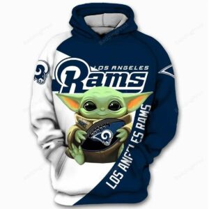 Los Angeles Rams Baby Yoda Hug Rams 3D Hoodie, NFL Hoodie
