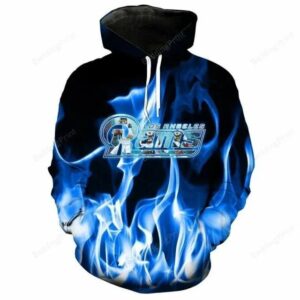 Los Angeles Rams Logo Fire 3D Hoodie, NFL Hoodie