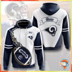 Los Angeles Rams Premium Hoodie Flame Balls 3D All Over Printed, NFL Hoodie