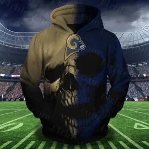 Los Angeles Rams Skull Los Angeles Rams 3D Hoodie, NFL Hoodie