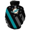 Miami Dolphins American Flag Black 3D Hoodie, NFL Hoodie