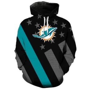 Miami Dolphins American Flag Black 3D Hoodie, NFL Hoodie