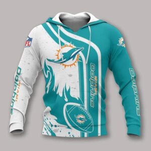Miami Dolphins Fire Ball All Over Print Hoodie, NFL Hoodie