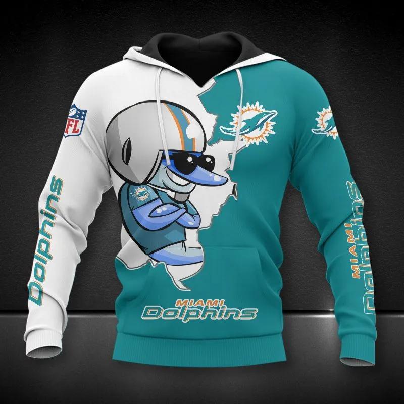Miami Dolphins Mascot All Over Print Hoodie, NFL Hoodie Miami Dolphins Mascot All Over Print Hoodie, NFL Hoodie