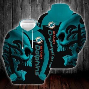 Miami Dolphins NFL Skull 3D Hoodie, NFL Hoodie