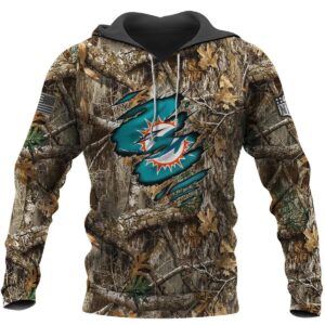 Miami Dolphins Realtree Hunting Camo 3D Hoodie, NFL Hoodie