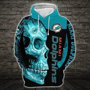 Miami Dolphins Skull 3D Hoodie, NFL Hoodie