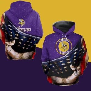 Minnesota Vikings American Flag Hoodie 3D, NFL Hoodie