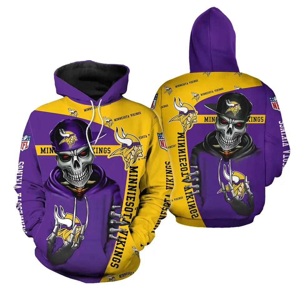 Minnesota Vikings Football Logo Death 3D Hoodie, NFL Hoodie Minnesota Vikings Football Logo Death 3D Hoodie, NFL Hoodie