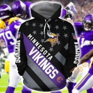 Minnesota Vikings For Vikings Lover American Flag 3D Hoodie, NFL Hoodie