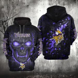 Minnesota Vikings Lava Skull 3D Hoodie, NFL Hoodie