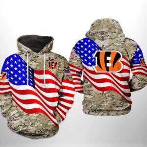 Cincinnati Bengals NFL US Flag Camo Veteran Anniversary 3D Hoodie, NFL Hoodie