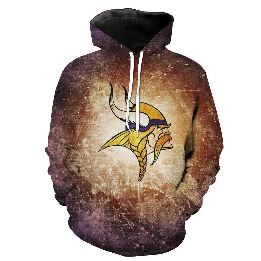 Minnesota Vikings Logo Football 3D Hoodie, NFL Hoodie Minnesota Vikings Logo Football 3D Hoodie, NFL Hoodie