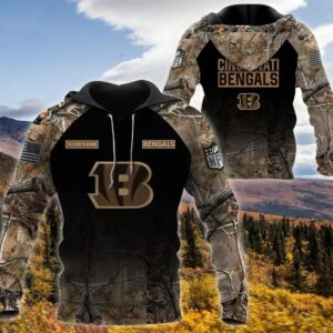 Cincinnati Bengals Personalized Hunting Camo 3D Hoodie, NFL Hoodie