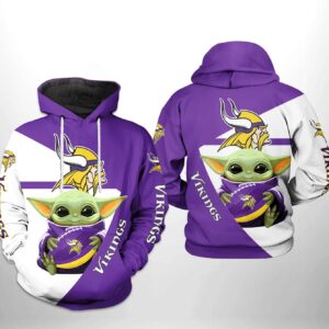 Minnesota Vikings NFL Baby Yoda Team 3D Hoodie, NFL Hoodie